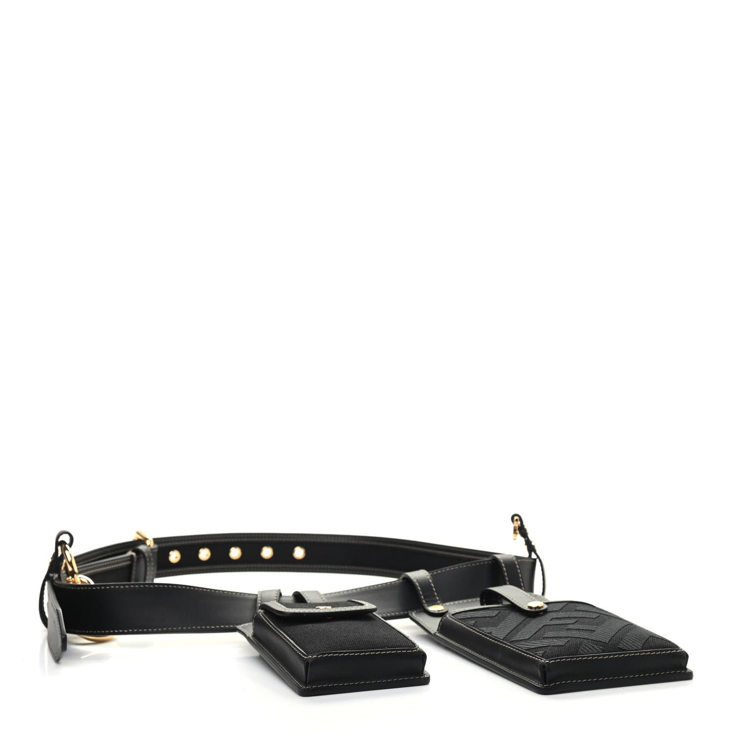 Calfskin Canvas Multi Accessory Belt Black