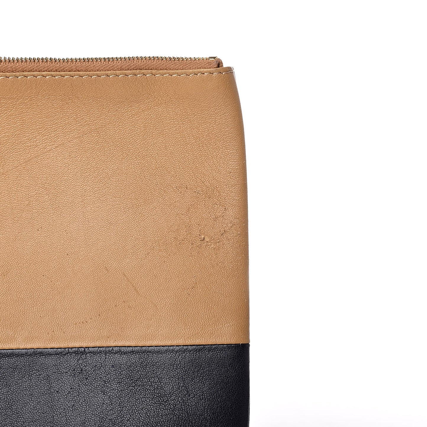 Lambskin Bi-Color Solo Clutch Pouch Nude