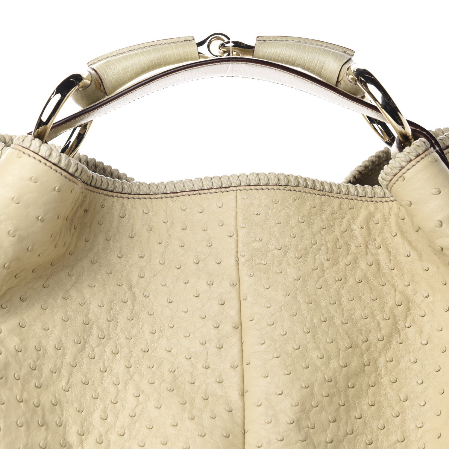 Gucci Ostrich Large Horsebit Chain Ivory 10 of 11