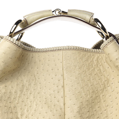 Gucci Ostrich Large Horsebit Chain Ivory 10 of 11