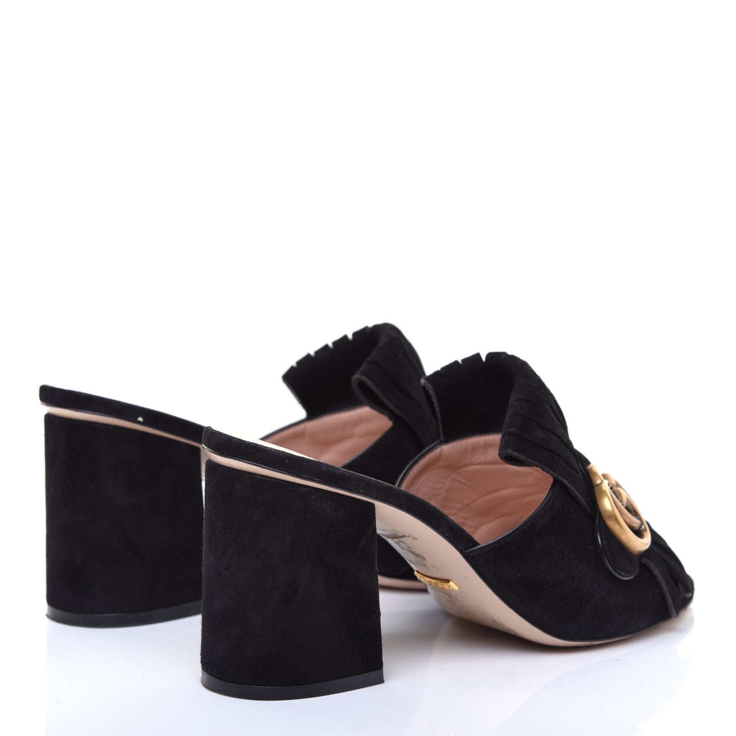 Kid Scamosciato GG Marmont Fringe 75mm Slide Sandals 40 Black