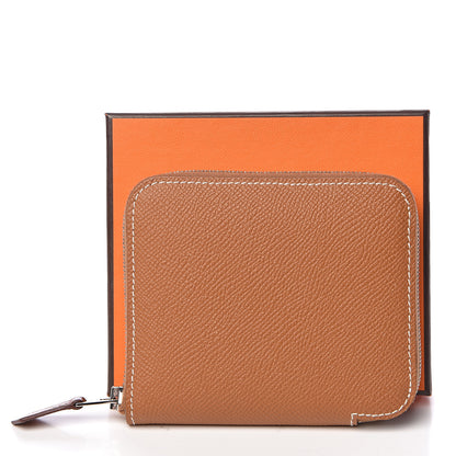Hermes Epsom Silk'in Compact Wallet Gold Jaune De Naples 9 of 9