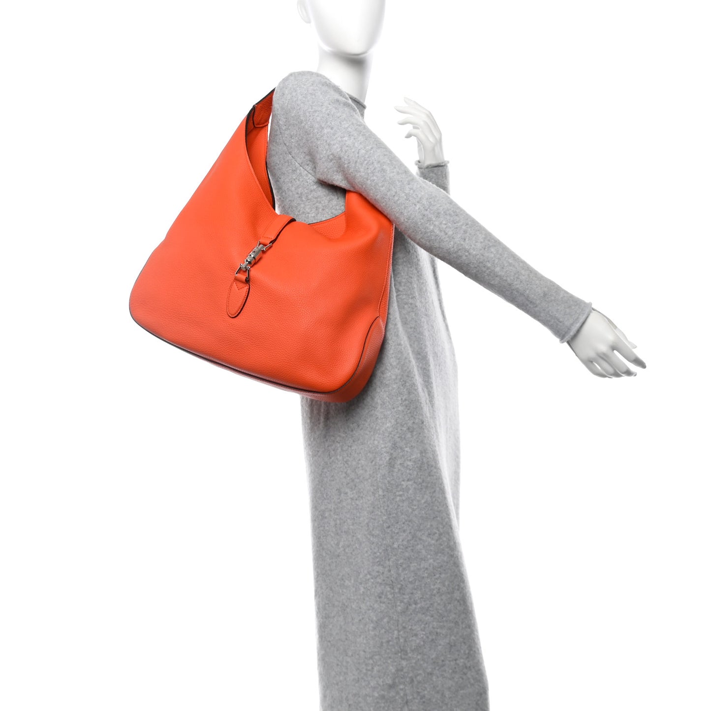 Soft Grained Calfskin Large Jackie Hobo Orange