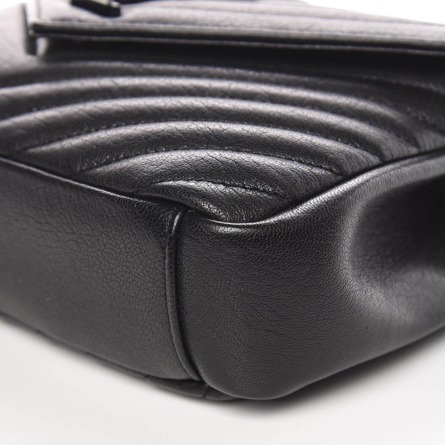 Saint Laurent Sheepskin Matelasse Chevron Monogram Medium College Bag Black 9 of 9