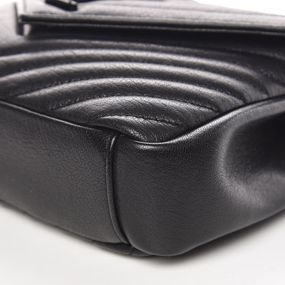 Saint Laurent Sheepskin Matelasse Chevron Monogram Medium College Bag Black 9 of 9
