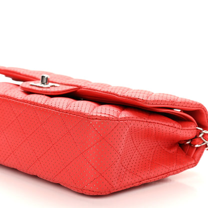 Chanel Lambskin Perforated Medium Double Flap Red 9 of 10
