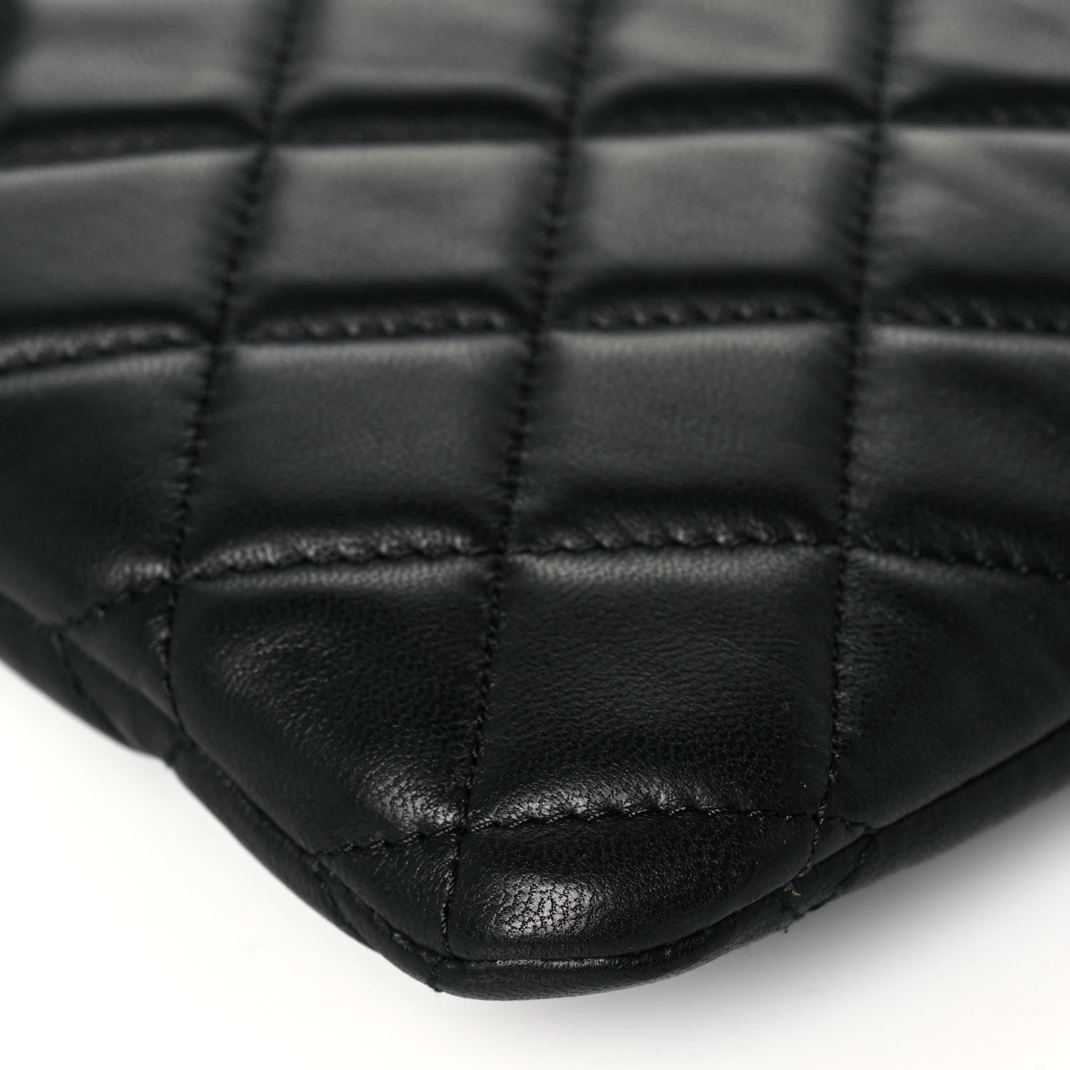Chanel Lambskin Quilted Large Boy Zip Pouch Black 8 of 12
