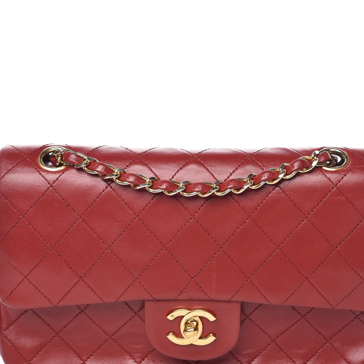 Chanel Lambskin Quilted Small Double Flap Red 11 of 13
