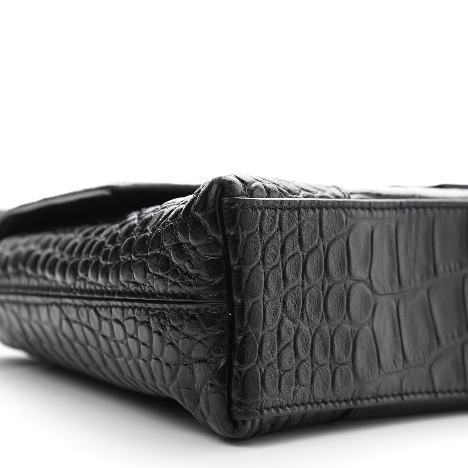 Balenciaga Extra Supple Calfskin Crocodile Embossed Monochrome XS Downtown Shoulder Bag Black 10 of 11