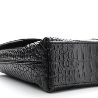 Balenciaga Extra Supple Calfskin Crocodile Embossed Monochrome XS Downtown Shoulder Bag Black 10 of 11