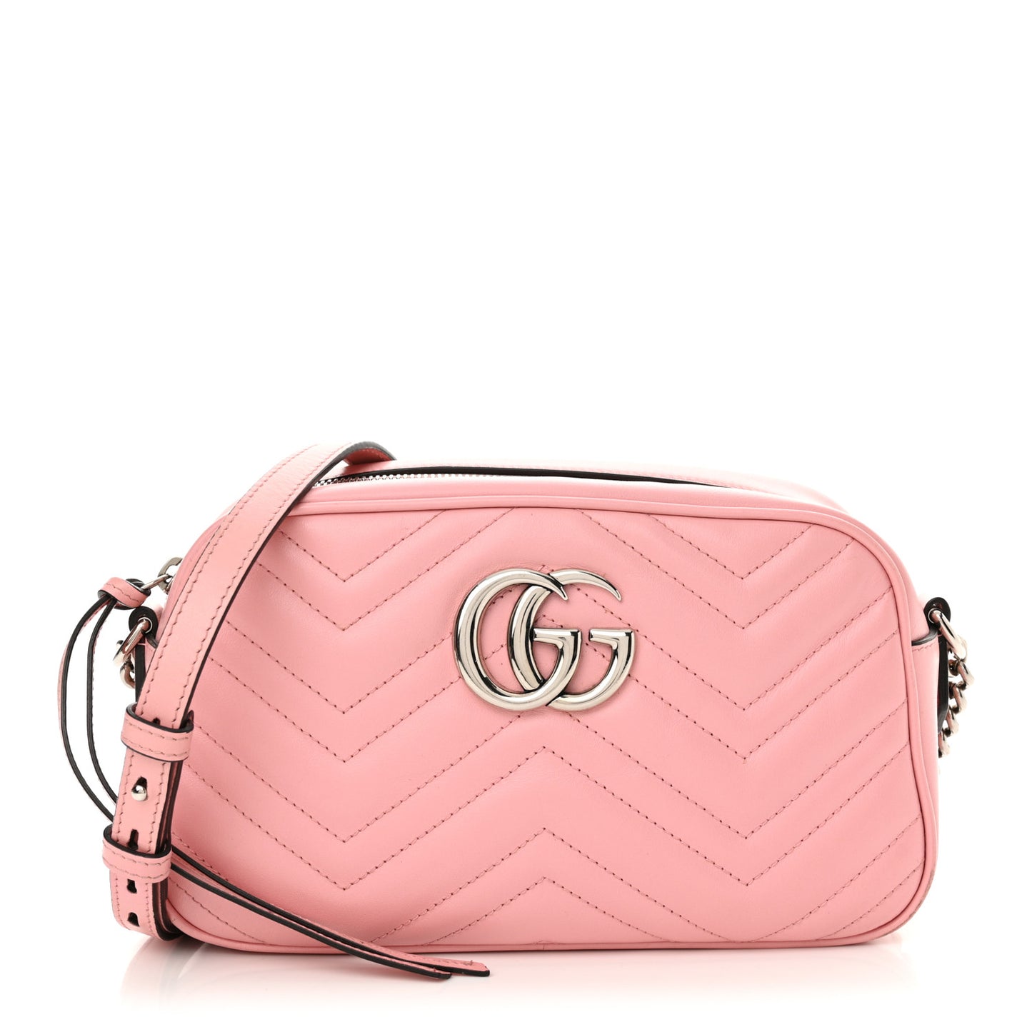 Calfskin Matelasse Small GG Marmont Chain Shoulder Bag Wild Rose