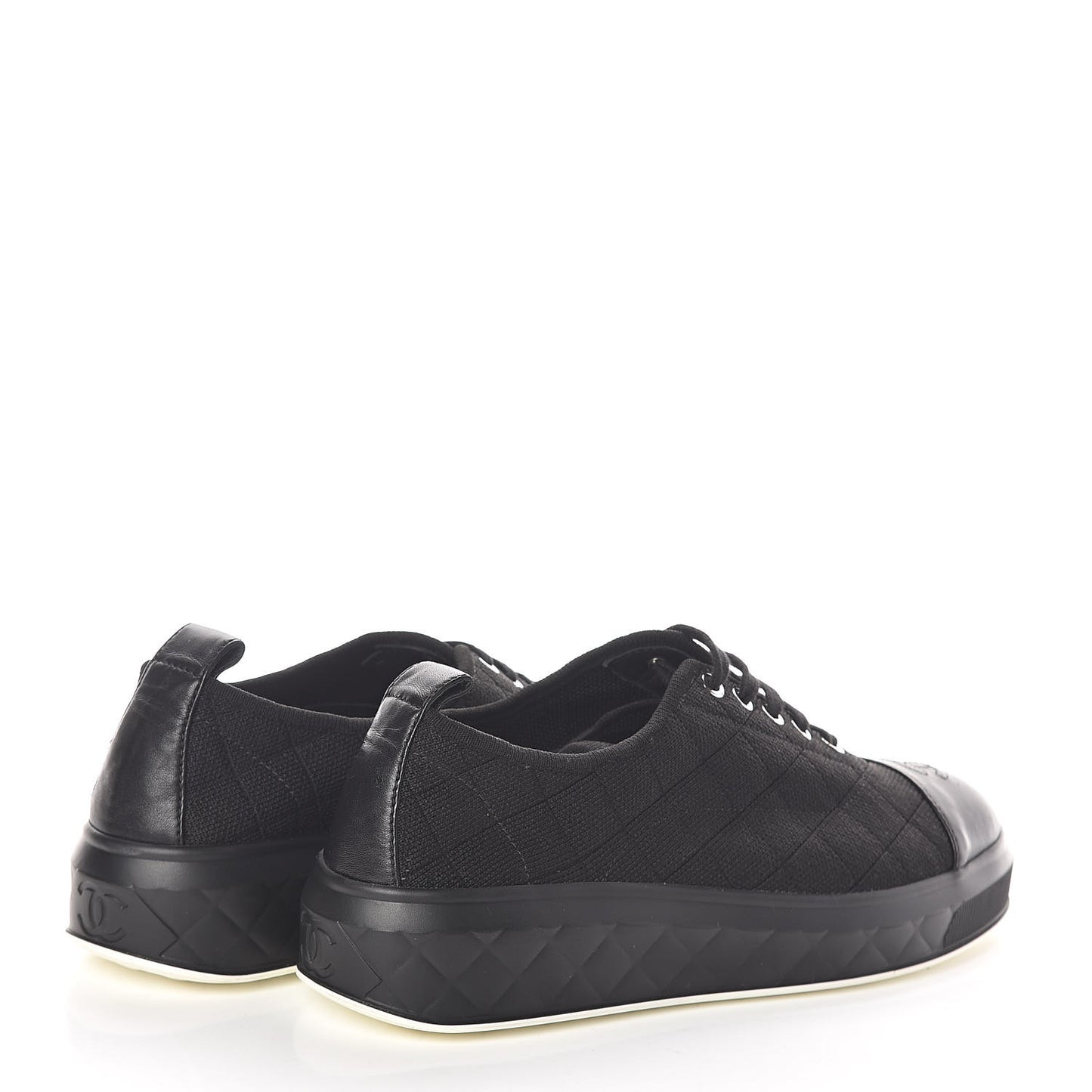 Canvas Quilted Cap Toe Sneakers 39 Black