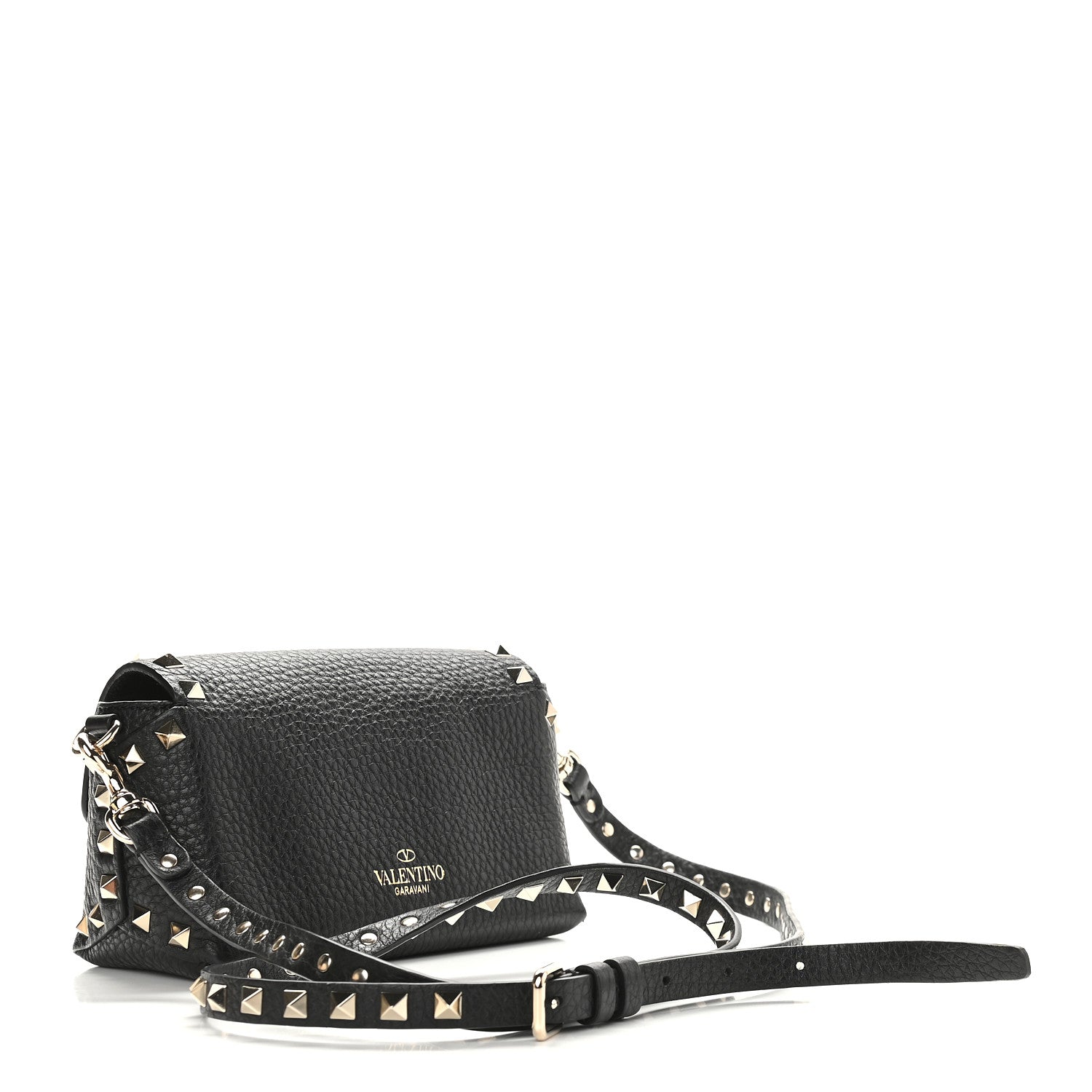 Valentino Garavani Pebbled Calfskin Mini Rockstud Crossbody Bag Black 3 of 9