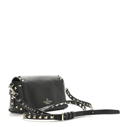 Valentino Garavani Pebbled Calfskin Mini Rockstud Crossbody Bag Black 3 of 9