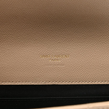 Saint Laurent Grain De Poudre Textured Mixed Matelasse Triquilt Monogram Clutch Dark Beige 6 of 8