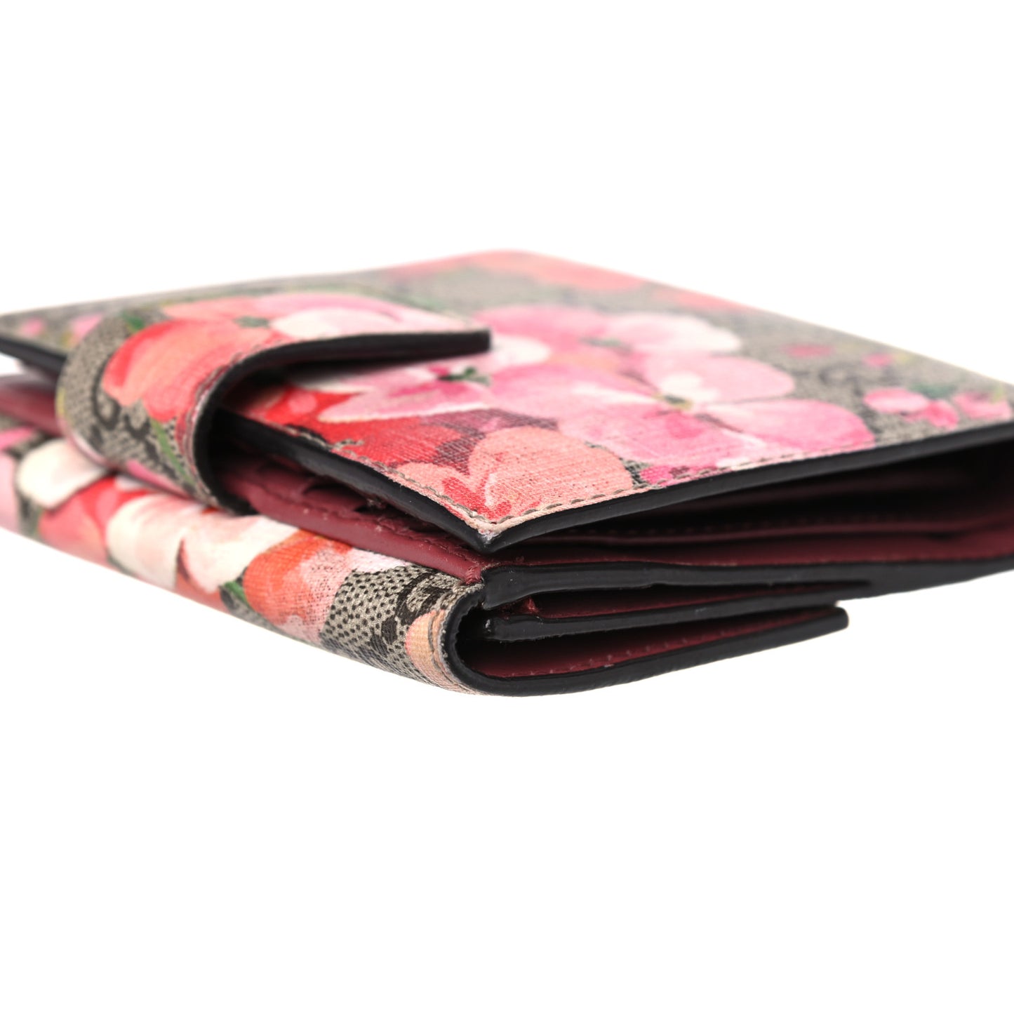 GG Supreme Monogram Blooms French Flap Wallet Beige Multicolor Dry Rose