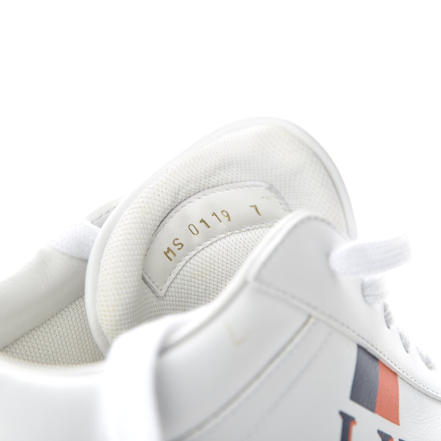 Calfskin Mens Luxembourg Sneakers 7 White Orange Navy