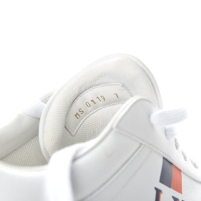 Louis Vuitton Calfskin Mens Luxembourg Sneakers 7 White Orange Navy 9 of 13
