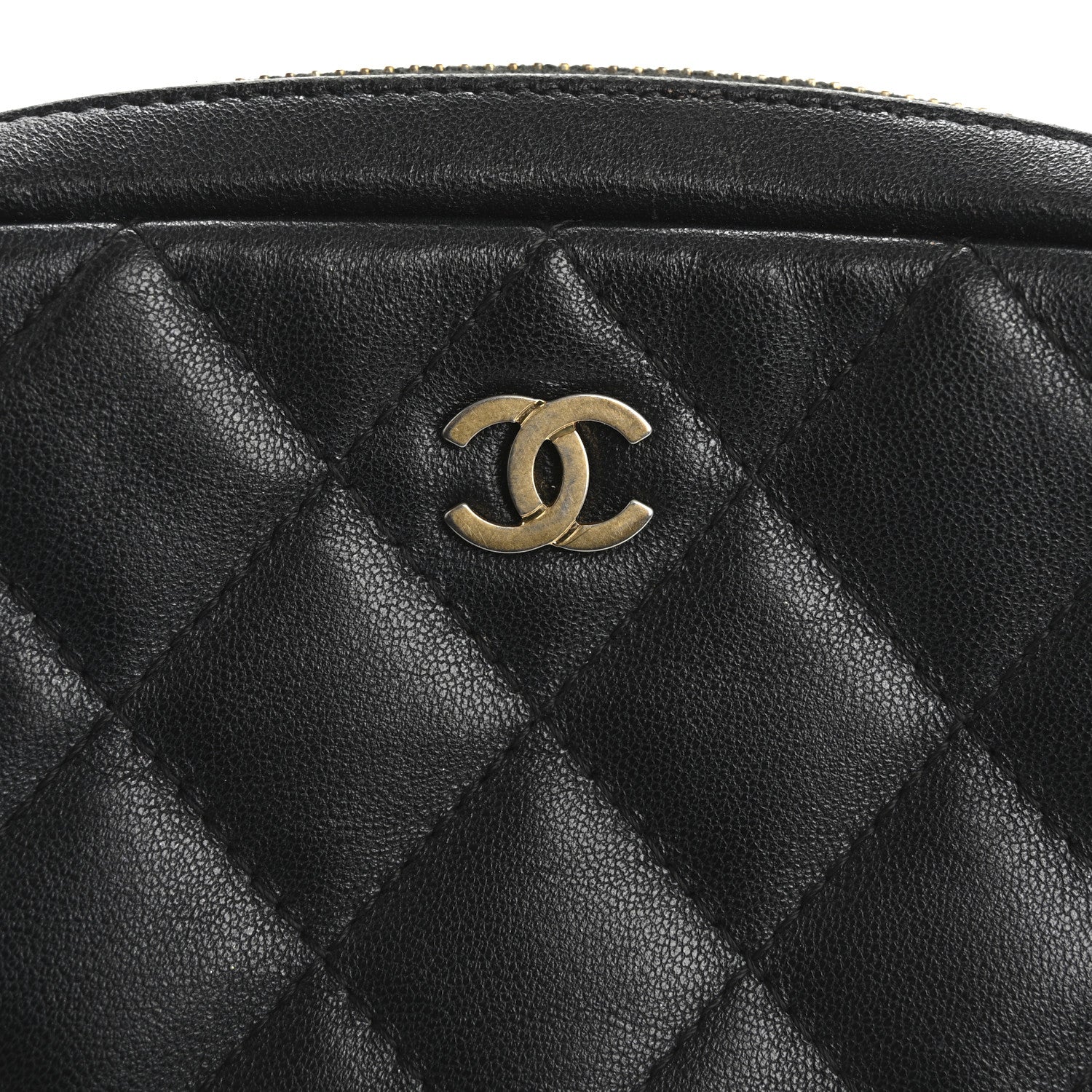 Chanel Lambskin Quilted Small Curvy Pouch Cosmetic Case Black 8 of 13