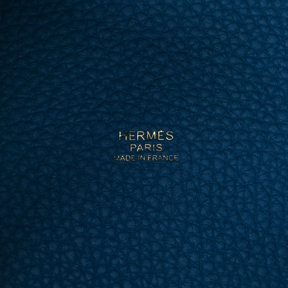 Hermes Taurillon Clemence Casaque Picotin Lock 22 MM Bleu Nuit Black Blue Frida 6 of 11