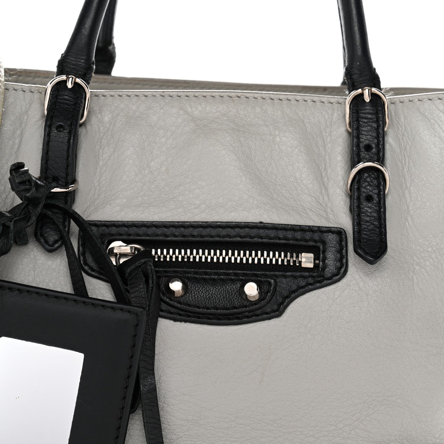 Balenciaga Calfskin Papier Mini A4 Zip Around Tote Grey Black 7 of 15