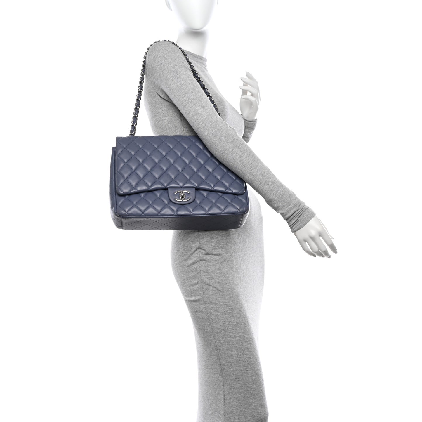 Lambskin Quilted Maxi Double Flap Light Purple