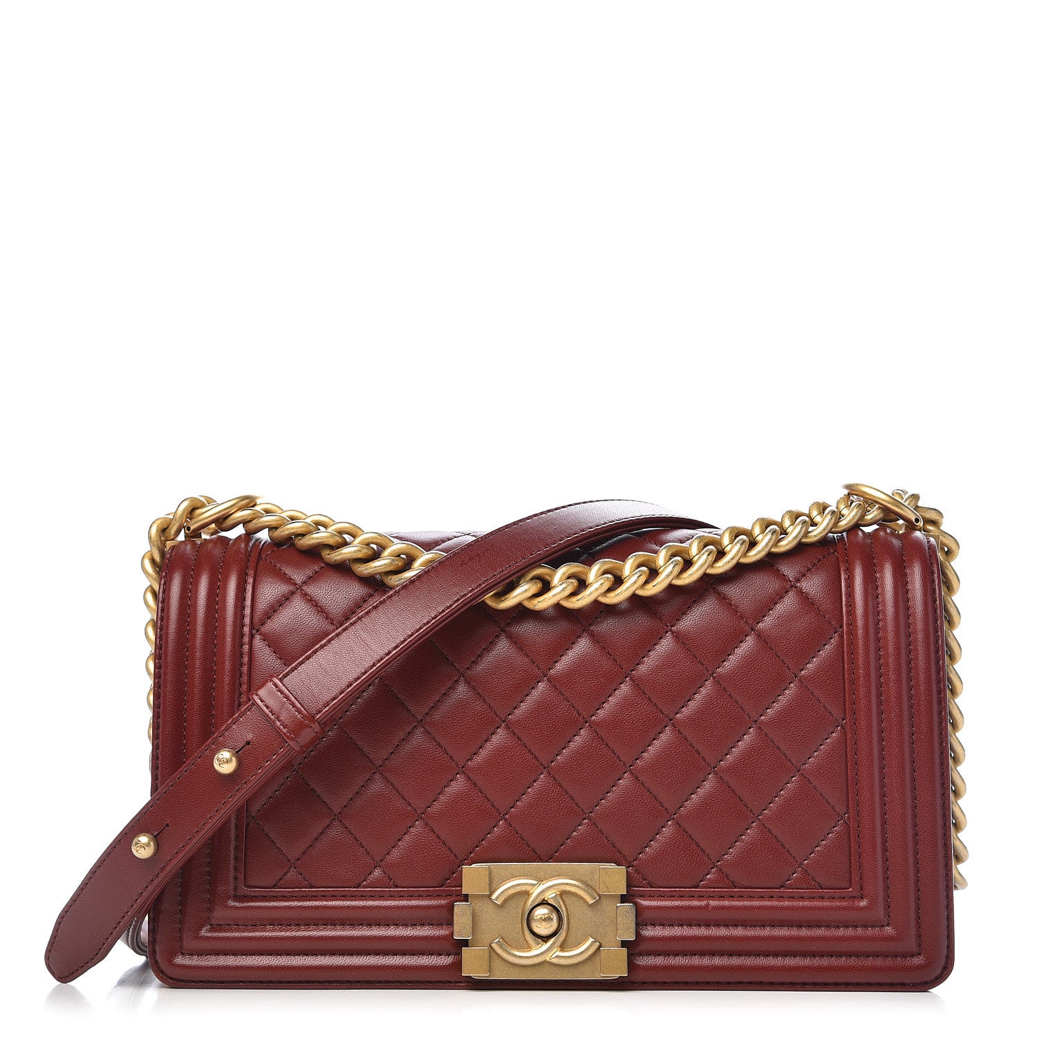 Chanel Lambskin Quilted Medium Boy Flap Burgundy 1 of 14