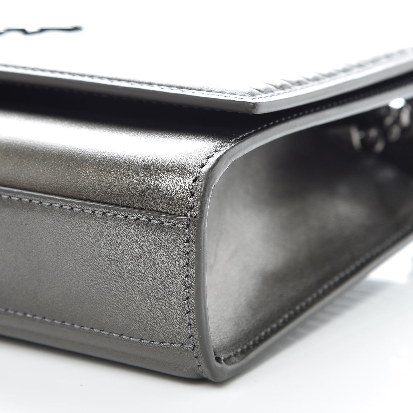 Ribbed Calfskin Medium Monogram Kate Satchel Anthracite