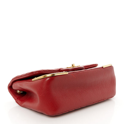 Chanel Calfskin Chevron Quilted Mini Rock The Corner Flap Red 4 of 12