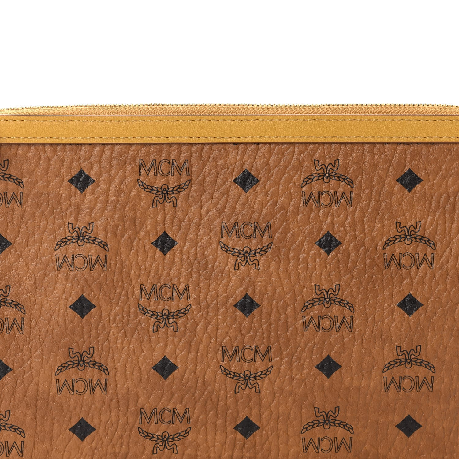 MCM Visetos Liz Shopper Tote Pouch Cognac Yellow 10 of 10