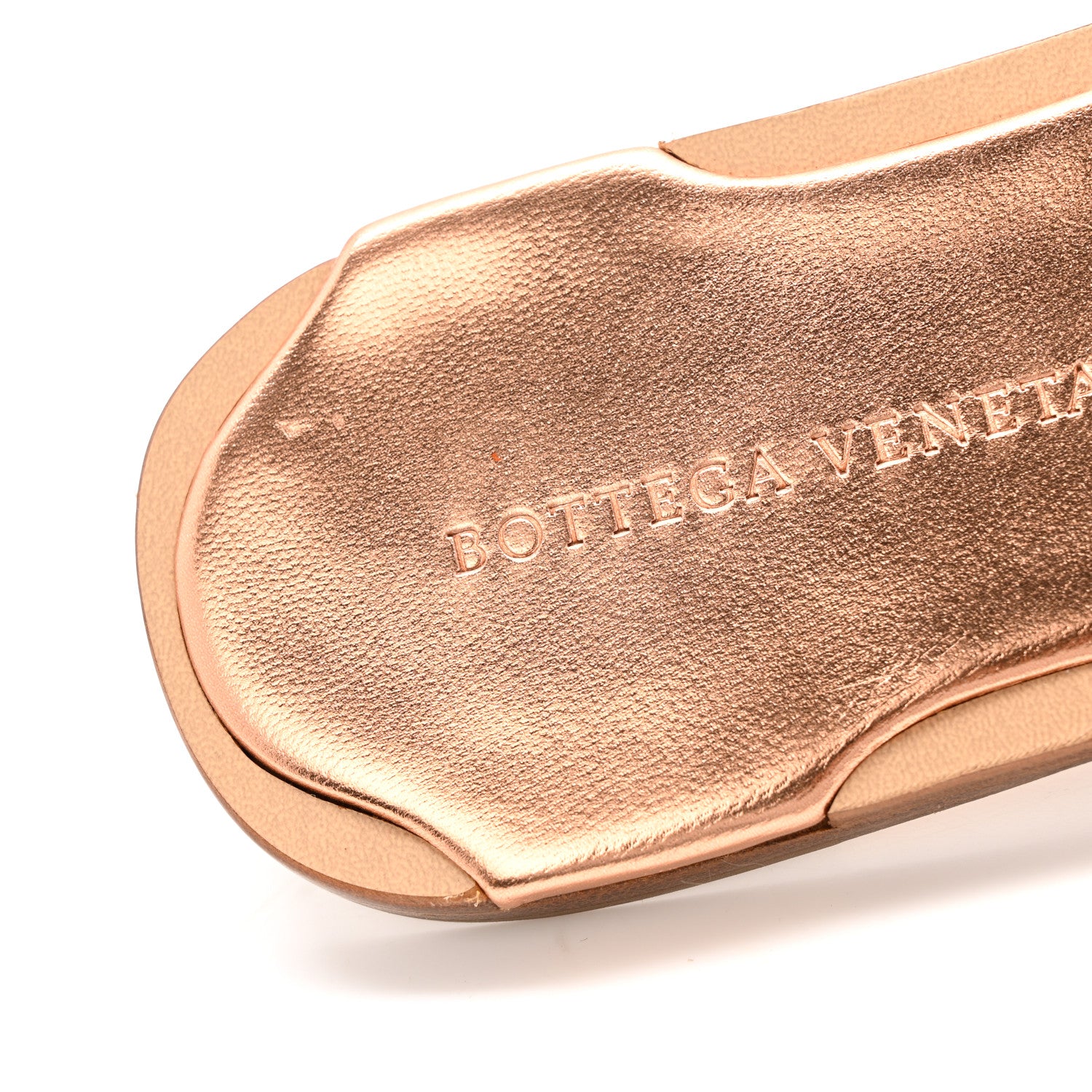 Bottega Veneta Laminated Nappa Intrecciato Squared Toe Flat Sandals 40 Gold Peach 10 of 10