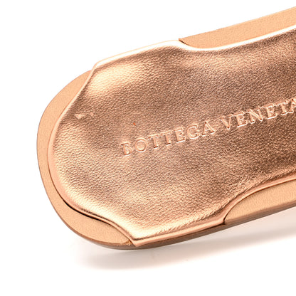 Bottega Veneta Laminated Nappa Intrecciato Squared Toe Flat Sandals 40 Gold Peach 10 of 10