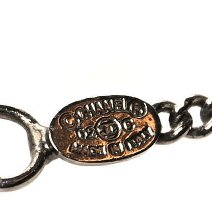 Chanel Enamel CC Necklace Silver White 5 of 5