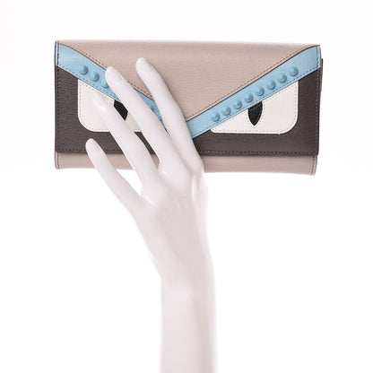 Fendi Vitello Elite Monster Eyes Studded Continental Wallet Carbone White Multicolor 2 of 7