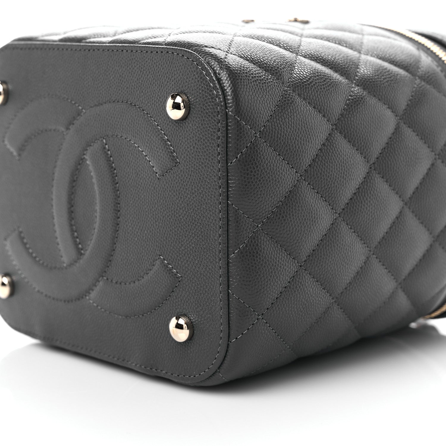 Chanel Caviar Quilted Small Top Handle Vanity Case With Chain Dark Grey 8 of 8