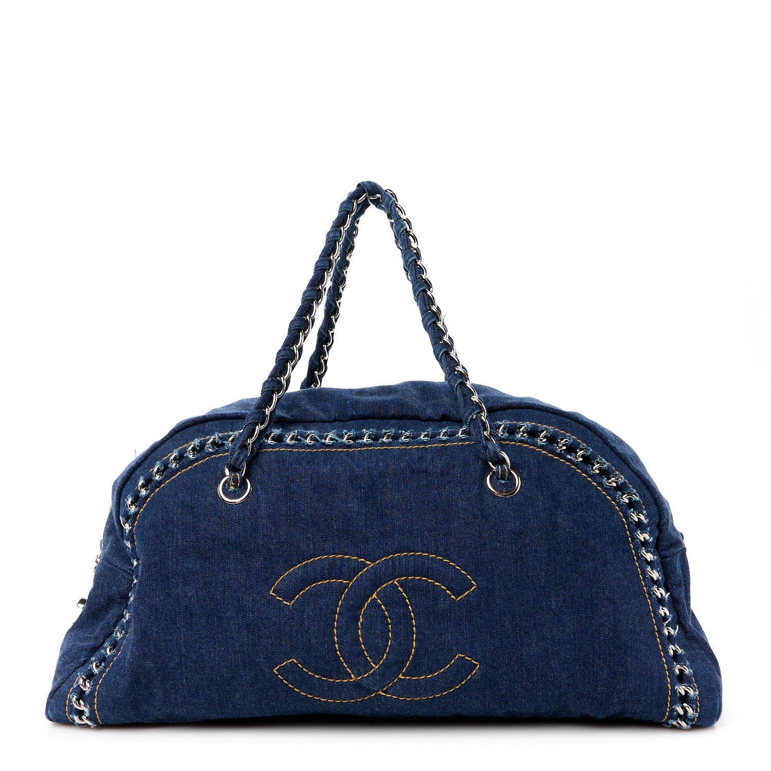 Chanel Denim Luxe Ligne Large Bowler Blue Blue 1 of 14