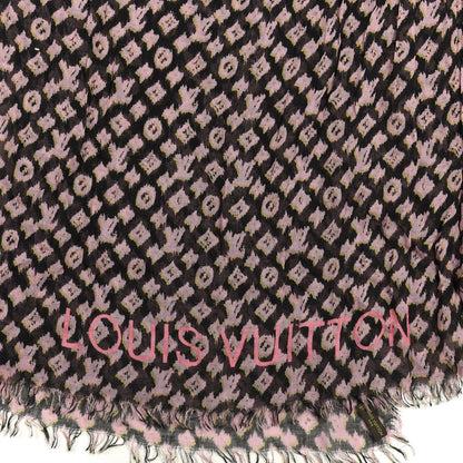 Louis Vuitton Silk Cashmere Monogram Ikat Stole Black 2 of 3