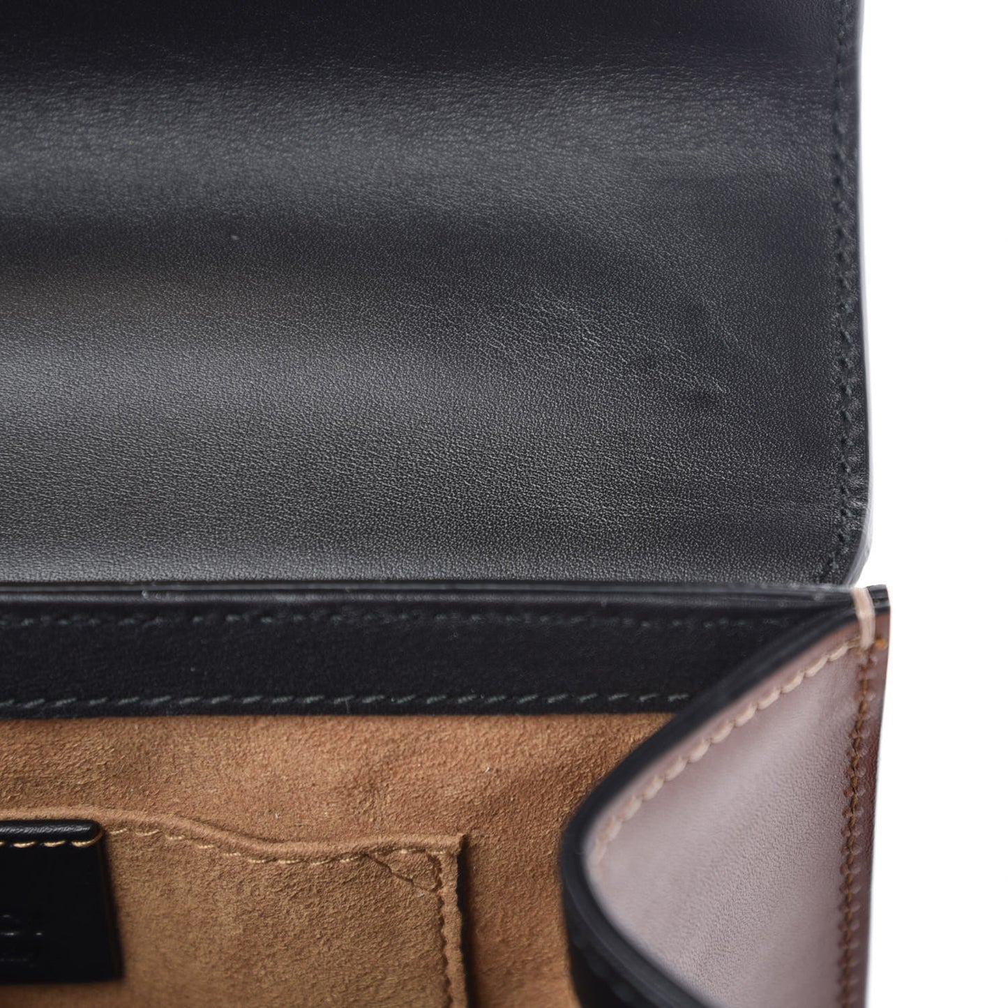 GG Supreme Monogram Calfskin Small Padlock Shoulder Bag Beige Black Cuir