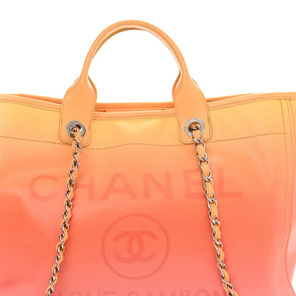 Chanel Shaded Calfskin Medium Deauville Tote Orange Coral Pink 9 of 22