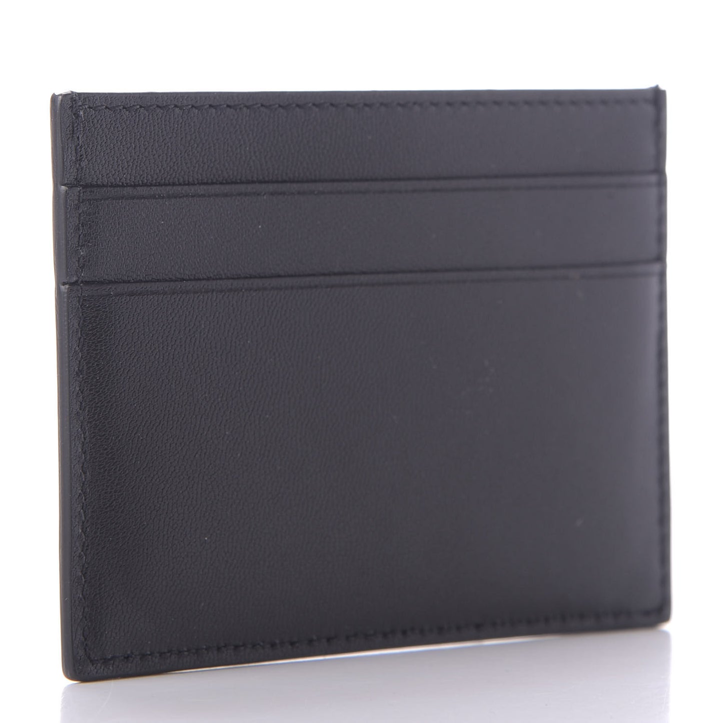Flat Calfskin Logo Cash Card Holder Black White