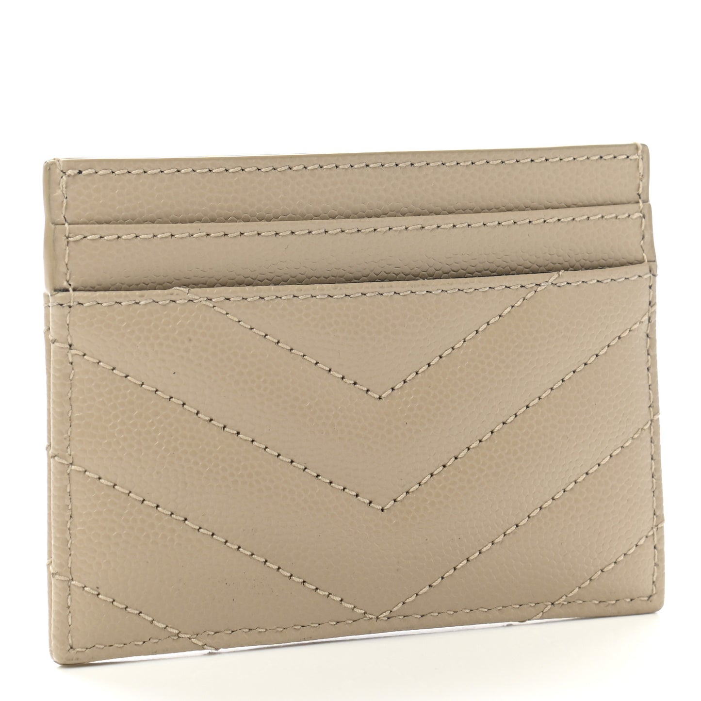 Grain De Poudre Matelasse Chevron Monogram Credit Card Case Sea Salt