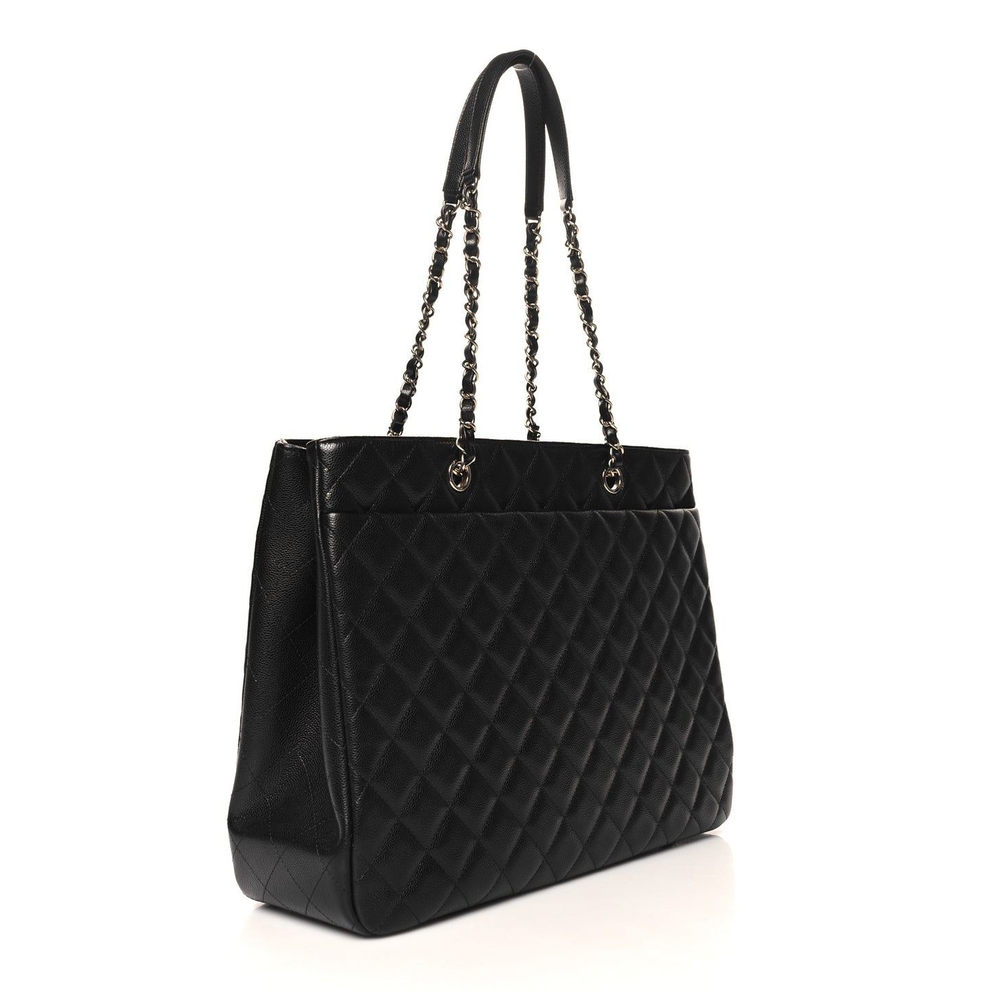 Caviar Quilted Large Shopping Tote Black