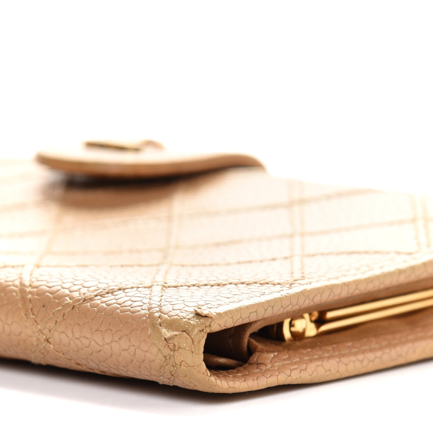 Caviar Diamond Stitched French Wallet Beige