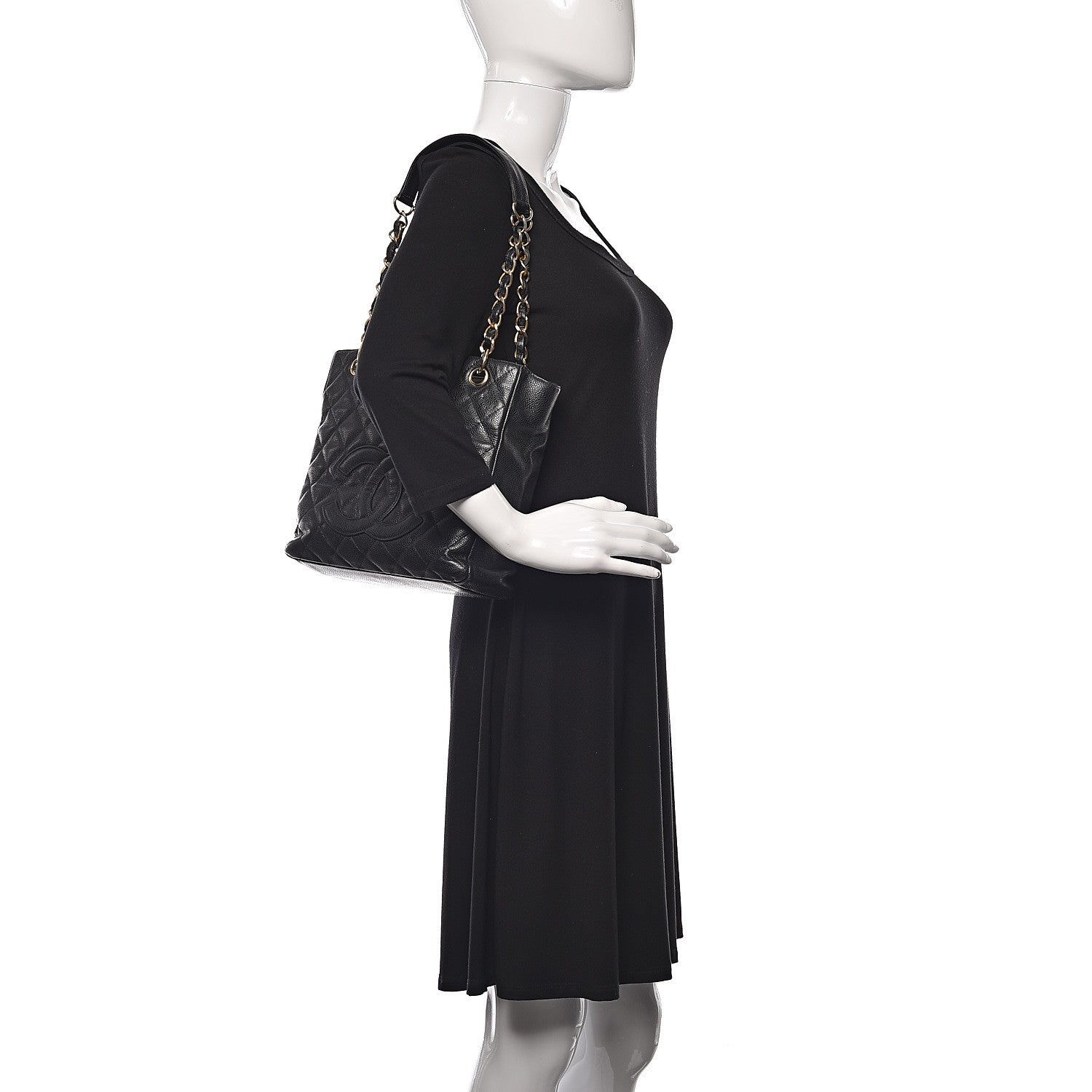 Chanel Caviar Quilted Petit Shopping Tote PST Black 2 of 14