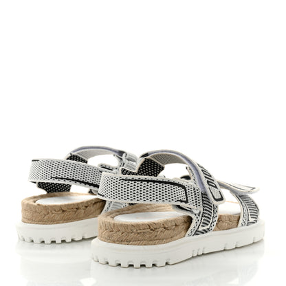 Christian Dior Technical Knit Jute Dioract 10mm Sandals 39.5 White Black 4 of 8
