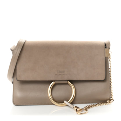 Chloe Suede Calfskin Small Faye Shoulder Bag Motty Grey 1 of 10