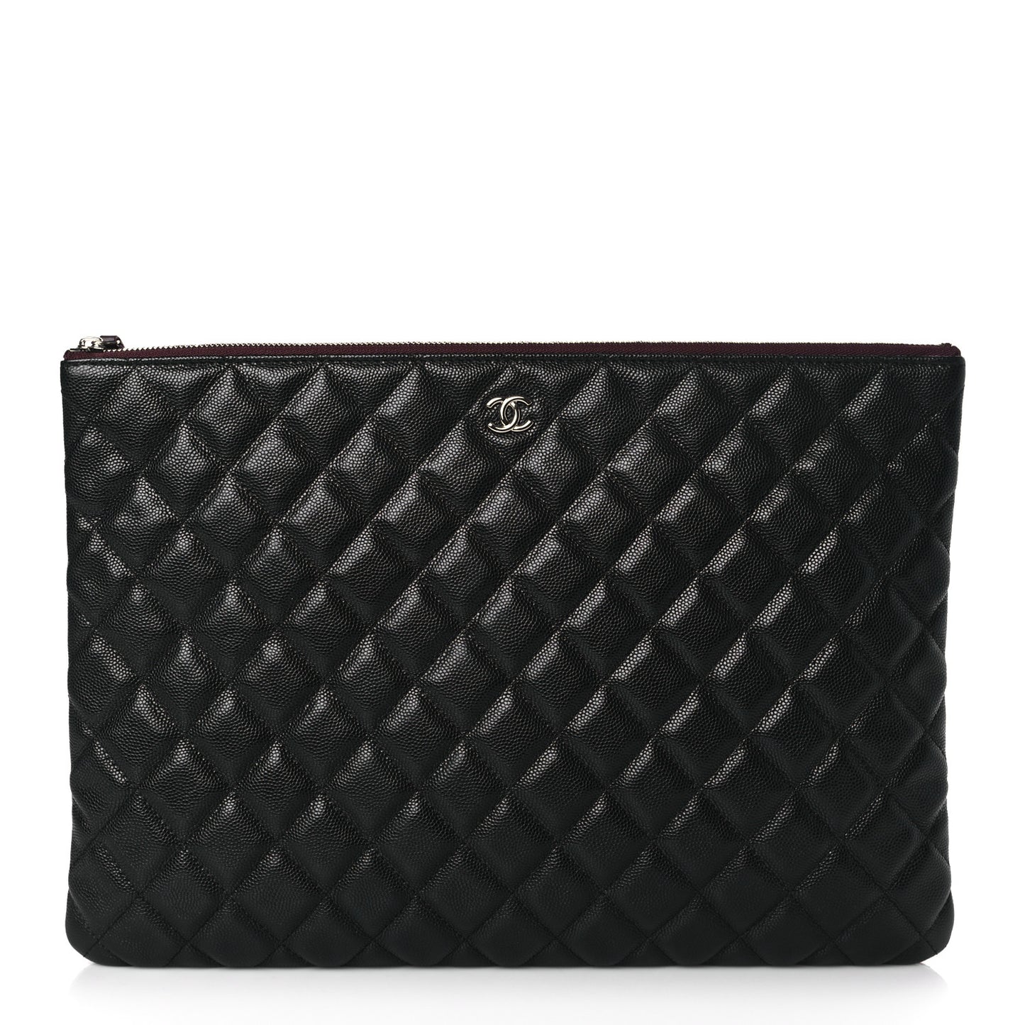 Caviar Quilted Large Cosmetic Case Black