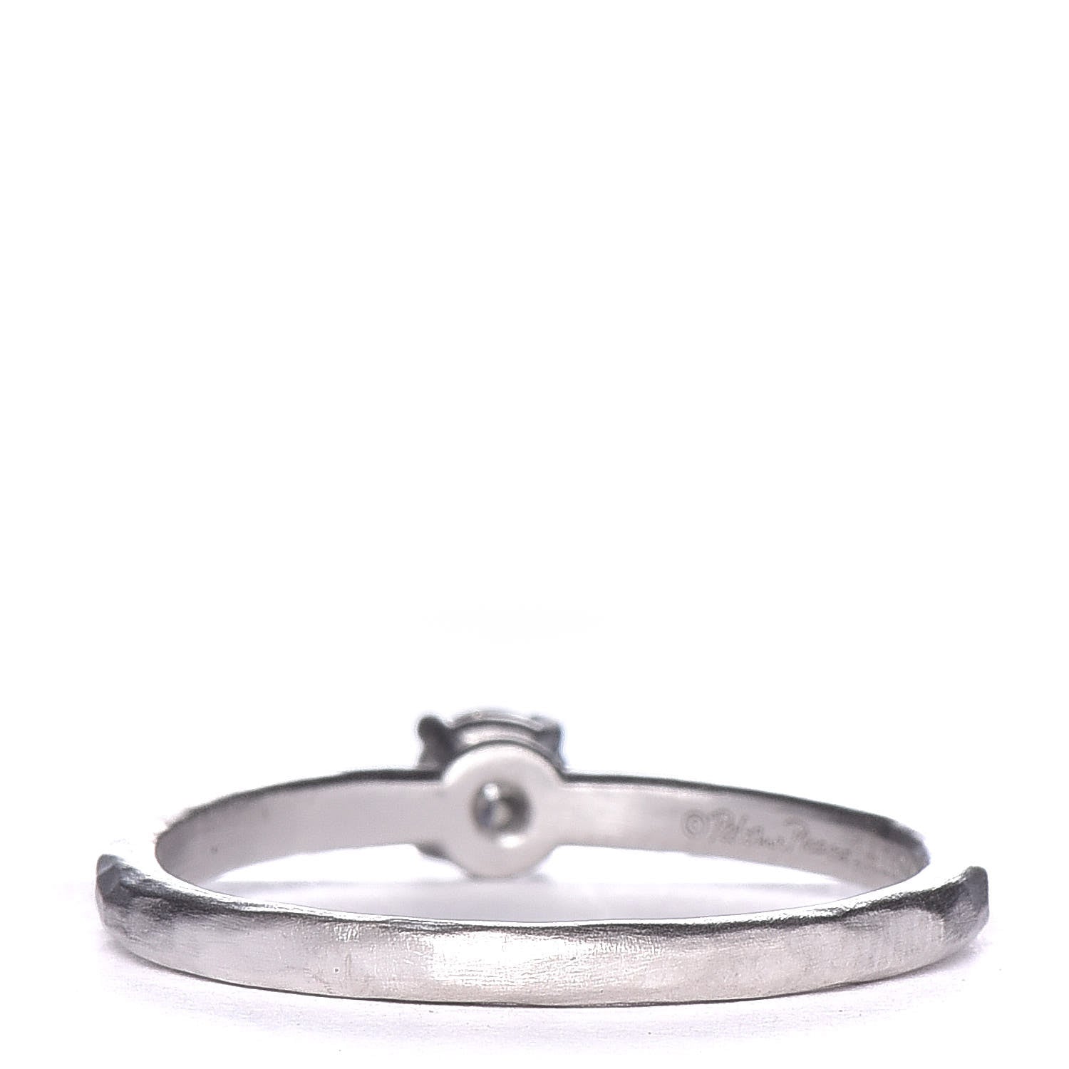 Tiffany 18K White Gold Diamond .17ct Paloma Picasso Hammered Solitaire Ring 54 7 4 of 6