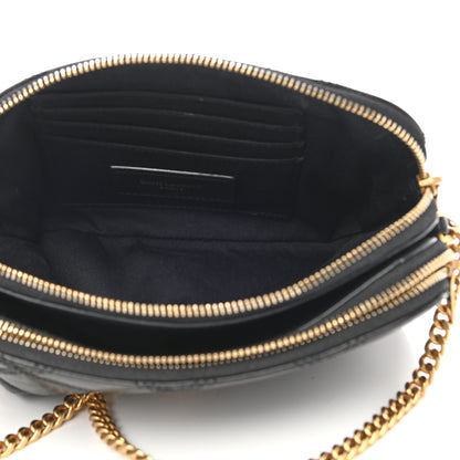 Saint Laurent Grained Lambskin Quilted Mini Becky Double Zip Bag Black 5 of 9