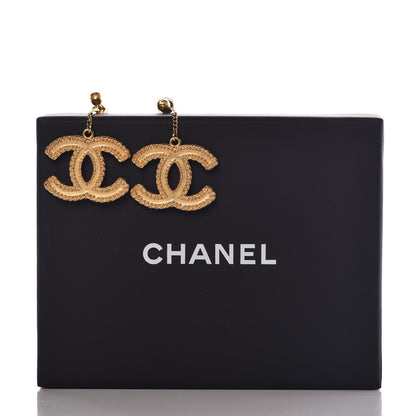 Chanel CC Drop Earrings Matte Gold 5 of 5
